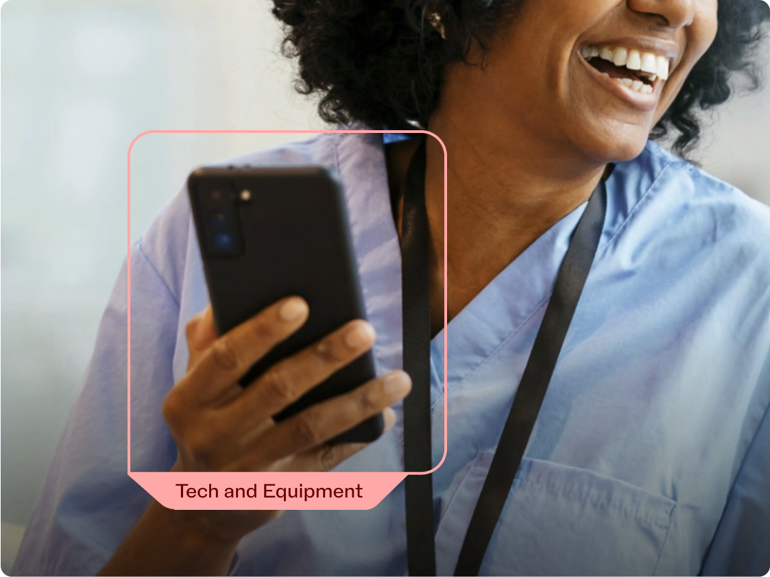 Nurse holding a phone