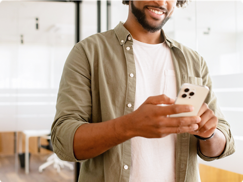 Man using white iPhone