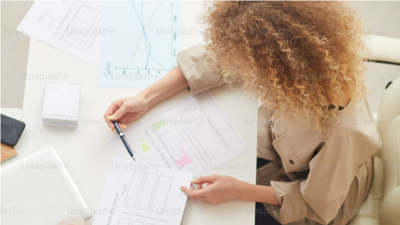 Person perusing documents