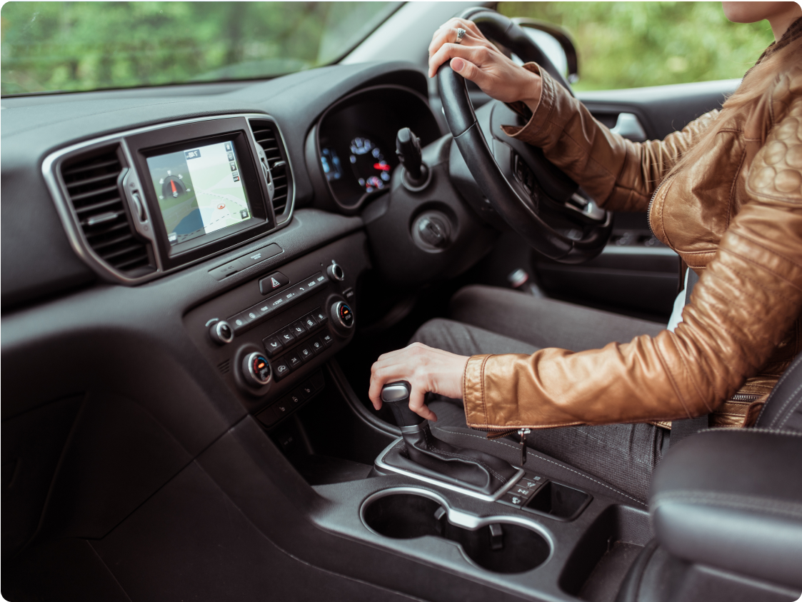Person driving car