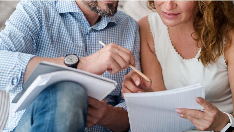 Couple doing paperwork