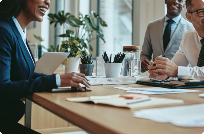 Agency members in a business meeting