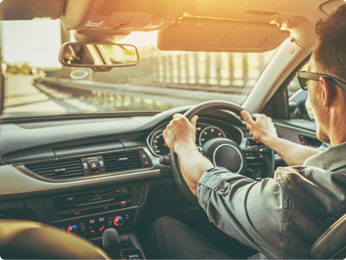 Man driving car